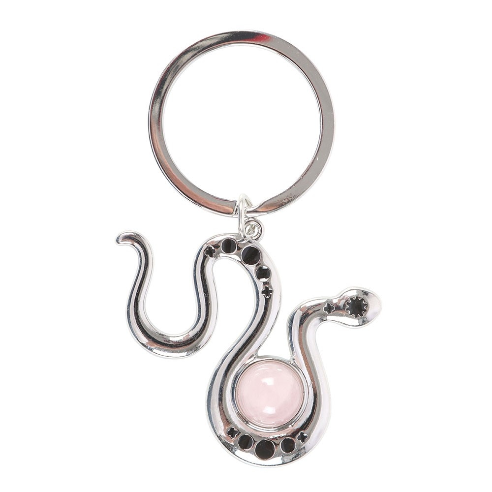 Something Different - Snake with Rose Quartz Crystal Porte-clÃ©s - Couleur argent